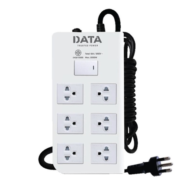 data-รางปลั๊กไฟ-มอก-3-เมตร-รุ่น-dt6118-สีขาว-ส่งฟรีทั่วประเทศ