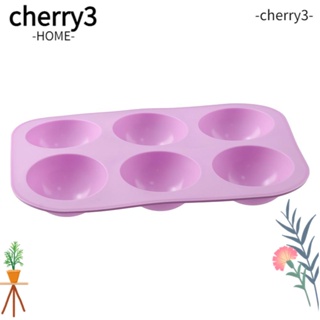 CHERRY3 แม่พิมพ์เค้ก ทรงกลม ครึ่งวงกลม สีม่วง 6 กระเบื้อง สําหรับทําเบเกอรี่ ใช้ในบ้าน