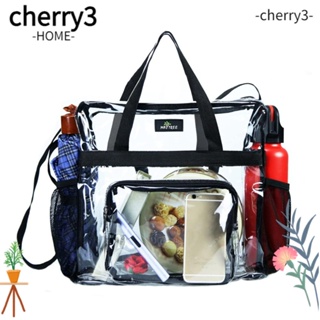 CHERRY3 กระเป๋าถือ กระเป๋าสะพายไหล่ PVC แบบใส จุของได้เยอะ สีโปร่งใส สําหรับทํางาน