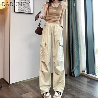 DaDuHey🎈 Women American Style Retro New High Street High Waist Wide Leg Multi-Pocket Fashion Plus Size Casual Cargo Pants