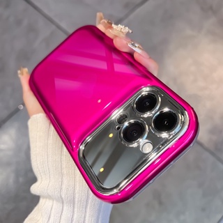 เคสแข็ง ป้องกันกล้อง กันกระแทก สีชมพูแคนดี้ หรูหรา สําหรับ iPhone 12 13 14 Pro Max
