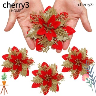 Cherry3 ท็อปเปอร์พลาสติก โพลีเอสเตอร์ ผ้านอนวูฟเวน ลายเกล็ดหิมะ สีชมพู สีฟ้า สําหรับตกแต่งต้นคริสต์มาส 8 ชิ้น