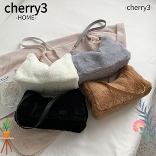 Cherry3 กระเป๋าสะพายไหล่ ทรงโท้ท ขนปุย สําหรับผู้หญิง