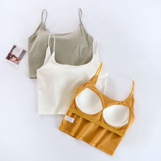 เสื้อชั้นในสตรี 2 in 1 พร้อมแผ่นอก U สายสะพายไหล่ แบบบาง