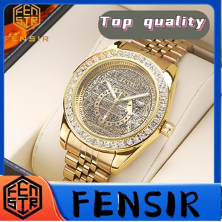 Fensir FENSIR พร้อมส่ง นาฬิกาข้อมือ สายเหล็ก ประดับเพชร ปฏิทิน เข้ากับทุกการแต่งกาย เรียบง่าย สําหรับผู้ชาย