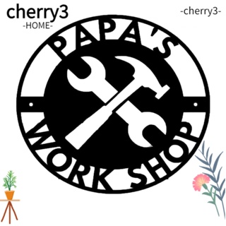 Cherry3 ป้ายโลหะ Papa สีดํา สําหรับตกแต่งโรงรถ กลางแจ้ง
