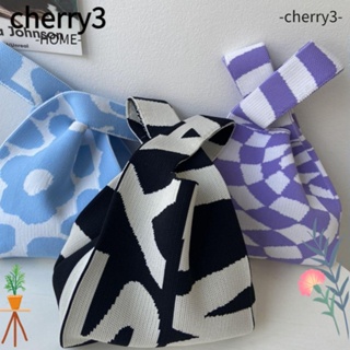 Cherry3 กระเป๋าถือลําลอง ผ้าถัก แฮนด์เมด ความจุสูง สําหรับเด็กผู้หญิง