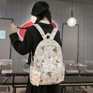 กระเป๋าเป้สะพายหลัง พิมพ์ลายกราฟฟิติ แบบเรียบง่าย สไตล์ญี่ปุ่น สําหรับผู้หญิง และนักเรียนมัธยมต้น