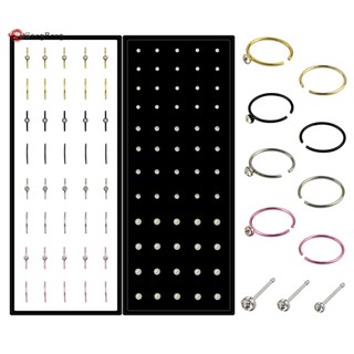 Abongbang ชุดห่วงสตั๊ดจมูก คริสตัล สเตนเลส รูปตัว C เครื่องประดับ 40 100 ชิ้น