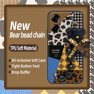 soft case protective case Phone Case For Tecno Pova5 4G Black pearl pendant Bear bracelet Waterproof silicone Cartoon