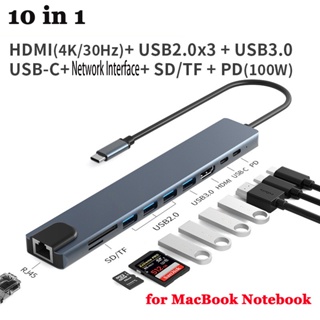 10 In 1 อะแดปเตอร์ USB C 3.1 เป็น 4K HDMI อะลูมิเนียมอัลลอย 3D สําหรับ MacBook โน้ตบุ๊ก แล็ปท็อป คอมพิวเตอร์
