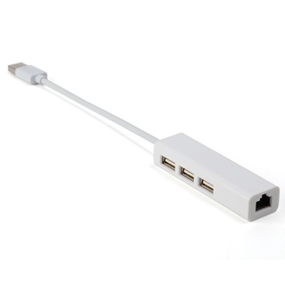 อะแดปเตอร์การ์ดเครือข่ายอีเธอร์เน็ต USB 2.0 RJ45 3 พอร์ต สําหรับ Mac iOS Android PC USB 2.0 HUB