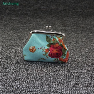 &lt;Arichsing&gt; กระเป๋าสตางค์ กระเป๋าใส่เหรียญ ผ้าแคนวาส พิมพ์ลายดอกกุหลาบน่ารัก ขนาดเล็ก ใส่บัตรเครดิตได้ แฟชั่นสําหรับผู้หญิง