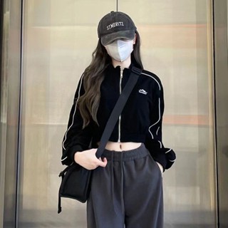 เสื้อแจ็กเก็ตกันหนาว เปิดไหล่ด้านหน้า สไตล์อเมริกัน แฟชั่นฤดูใบไม้ร่วง สําหรับเด็กผู้หญิง