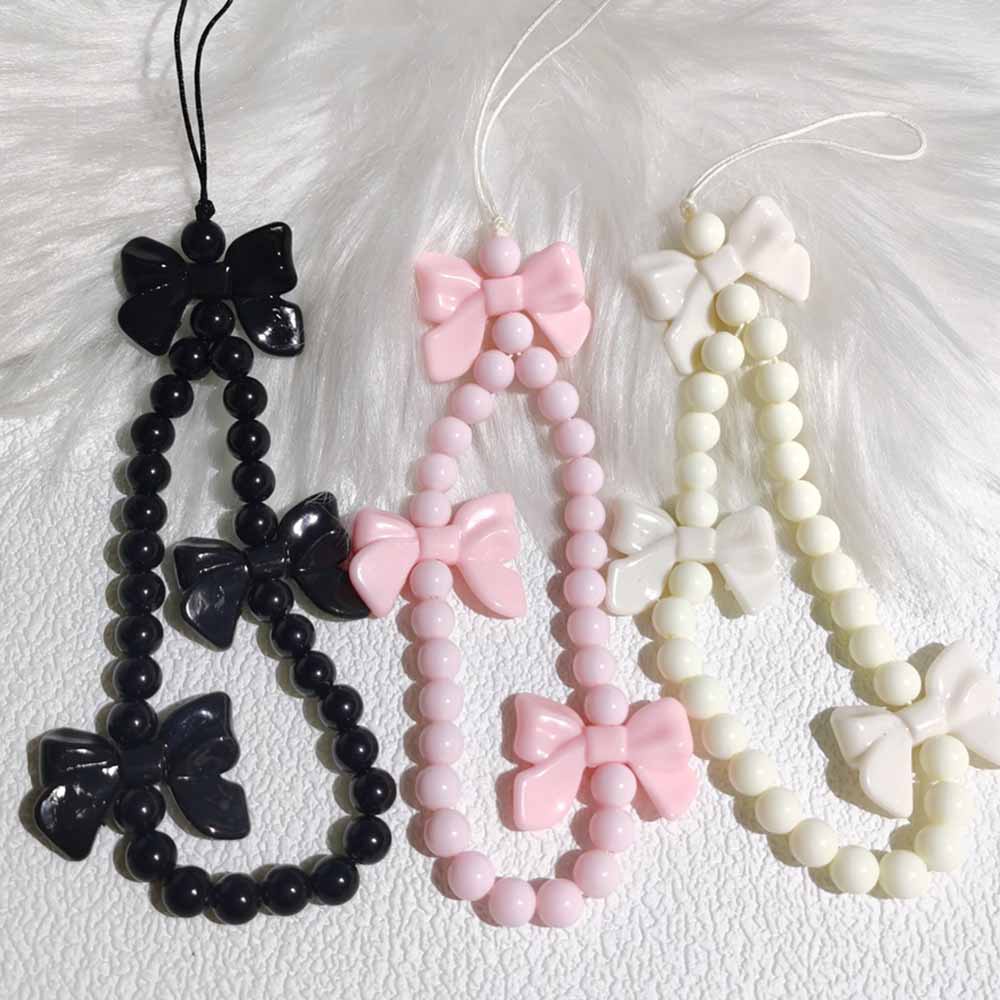 สายเชือกคล้องโทรศัพท์มือถือ-ประดับลูกปัดอะคริลิค-ป้องกันการสูญหาย-สีดํา-3-สี