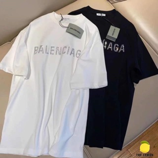 【Lemon】เสื้อยืด Bale***aga 2021SS ประดับเพชร ผ้าฝ้าย100%สวยและไม่แพง