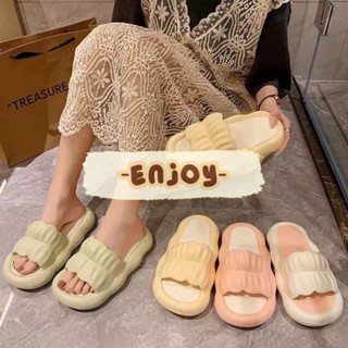 🍓EnJoy🍓 พร้อมส่ง (LT-501B) รองเท้าแตะสวม ลายหยักทั่งตัว พื้นนิ่ม ดีเทลเก๋ๆ สุดฮิต