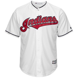 เสื้อกีฬาเบสบอล ลายทีม Cleveland Indians Mlb สีแดง น้ําเงิน ขาว เทา สําหรับผู้ชาย