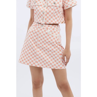 ESP กระโปรงทรงเอลายตาราง ผู้หญิง สีส้ม | A-Line Gingham Skirt | 5749