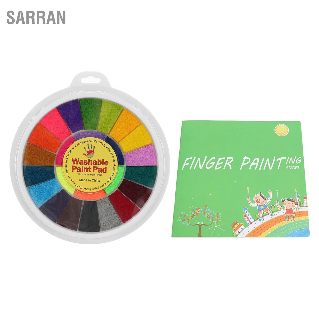 sarran-เด็กแผ่นแสตมป์หมึก-25-สีรอบใหญ่ล้างทำความสะอาดได้-diy-นิ้ววาดมือวาดของเล่น