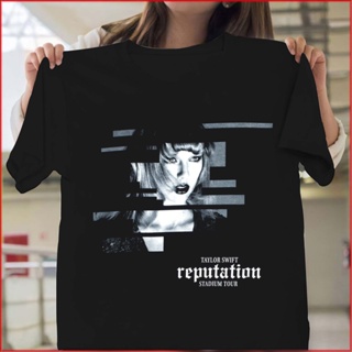 เสื้อยืด เสื้อยืดโอเวอร์ไซส์ผ้าฝ้ายแท้star tshirt■Taylor Swift Reputation Tour Black T Shirt Limited Edition Tswift Shi