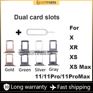 ถาดซิมการ์ดคู่ เดี่ยว แบบเปลี่ยน สําหรับ IPhone X XS MAX XR 11 PRO MAX