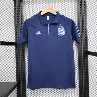 เสื้อโปโลแขนสั้น ลายทีมชาติฟุตบอล Argentina สีฟ้า ไซซ์ 23-24