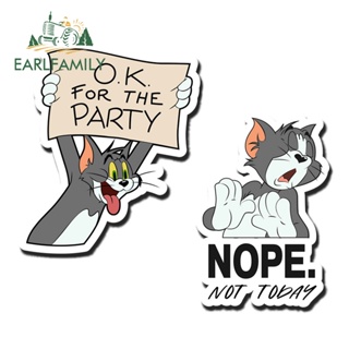 Earlfamily สติกเกอร์ ลาย Tom and Jerry 13 ซม. ป้องกันรอยขีดข่วน สําหรับติดตกแต่งรถยนต์ แล็ปท็อป