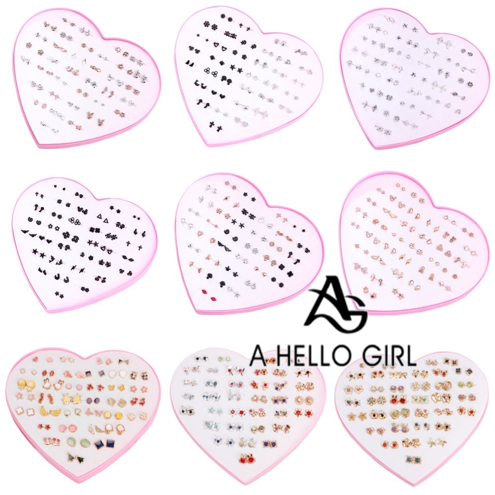 a-hello-girl-เครื่องประดับแฟชั่น-ต่างหูพลาสติก-สําหรับผู้หญิง-36-คู่-ชุด