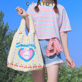Camidy ใหม่ ins สไตล์เกาหลีเฉพาะการออกแบบถุงผ้าแคนวาสเสื้อกั๊กกระเป๋านักเรียนชั้นเดียวไหล่ความจุขนาดใหญ่กระเป๋าหญิง