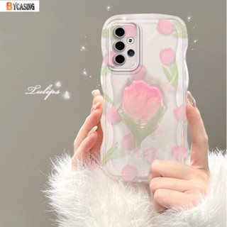 เคสโทรศัพท์มือถือ ขอบโค้ง ลายดอกไม้ ดอกทิวลิป สไตล์มินิมอล สําหรับ Samsung A14 A13 A04e A04s A04 A03s A02s A03 M23 A23 A22 A12 A32 A31 A21s A10S A20 A52 A30s A51 A71 A53 M32 A02