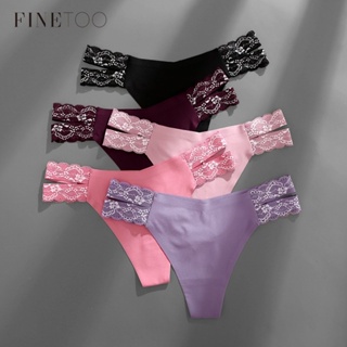 Finetoo กางเกงชั้นใน ผ้าลูกไม้ ระบายอากาศ ไร้รอยต่อ เซ็กซี่ ใส่สบาย สีพื้น สําหรับผู้หญิง S-XL