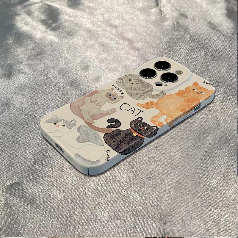 เคสโทรศัพท์มือถือนิ่ม-กันกระแทก-ลายลูกแมว-เรียบง่าย-สําหรับ-iphone-apple-12-78-13-6ins-11plusmax-14pro-w16z