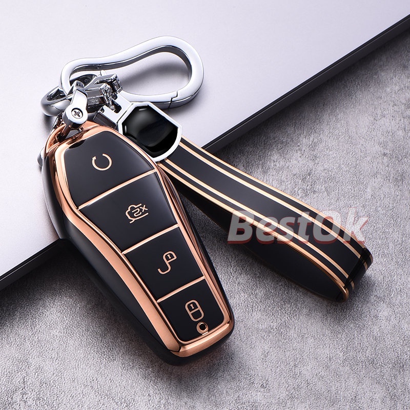 เคสกุญแจรถยนต์-tpu-แบบนิ่ม-4-ปุ่ม-พร้อมพวงกุญแจ-สําหรับ-byd-atto3-2022-2023-eva