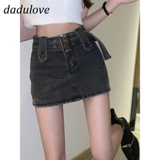 DaDulove💕 New Korean Version of INS Thin Retro Denim Skirt Niche High Waist A- line Skirt Package Hip Skirt