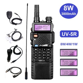 เครื่องส่งรับวิทยุ8วัตต์ สองทางแฮมสถานีวิทยุ VHF UHF Hf รับส่งสัญญาณวิทยุมือสมัครเล่น3800มิลลิแอมป์ชั่วโมง สแกนเนอร์