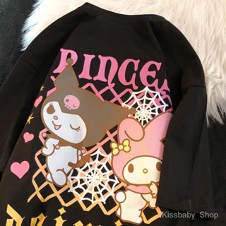 เสื้อยืดแขนสั้นลําลอง ทรงหลวม พิมพ์ลายคุโรมิน่ารัก แฟชั่นฤดูร้อน สําหรับเด็กผู้หญิง และนักเรียน 2023