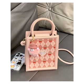 2023 new trendy cherry bag girls carry handheld one-shoulder oblique small bag big screen mobile phone lipstick bag