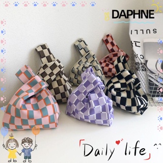 Daphne กระเป๋าถือ กระเป๋าสะพายไหล่ ผ้าถัก ลายตารางหมากรุก ใช้ซ้ําได้ สําหรับผู้หญิง