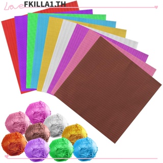 Fkilla กระดาษฟอยล์อลูมิเนียม ลายนูน หลากสี สําหรับตกแต่งห่ออาหาร ช็อคโกแลต ลูกอม งานแต่งงาน DIY 100 ชิ้น