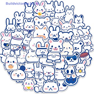 Buildvictories11 สติกเกอร์ ลายการ์ตูนกราฟฟิตี้ สัตว์น่ารัก สีฟ้า สําหรับติดตกแต่งแล็ปท็อป 50 ชิ้น