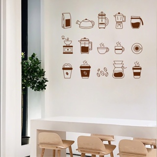 สติกเกอร์ไวนิล รูปแก้วกาแฟ สไตล์ตะวันตก สําหรับตกแต่งบ้าน ร้านอาหาร คาเฟ่ ชานม หน้าต่าง