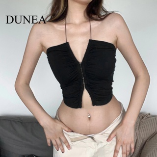 Dunea ผู้หญิง เซ็กซี่ สีพื้น สลิมฟิต สายคล้องคอ เสื้อกล้าม