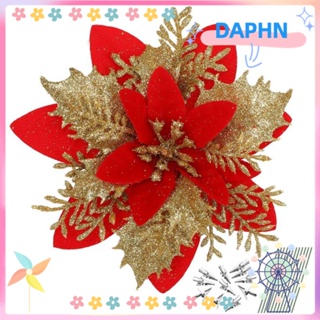 Daphs ดอกคริสต์มาส พลาสติก โพลีเอสเตอร์ ผ้านอนวูฟเวน เกล็ดหิมะ สีชมพู ฟ้า สําหรับตกแต่งต้นคริสต์มาส 8 ชิ้น