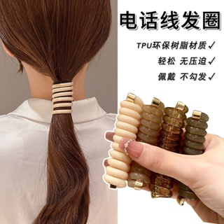 Simple temperament telephone line hair ring women simple and durable high elastic leather band does not hurt the head rope horsetail hair rope