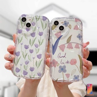 เคสโทรศัพท์มือถือ แบบใส ขอบโค้ง ลายดอกทิวลิป 3D สีม่วง สําหรับ Redmi A1 A2 10 9 10X 10C 12 12C 11A A1+ A2+ 9A 9AT 9i 9C NFC 9T 9 Power Note 8 10S 9S 11 11S 12 12S 9 10 PRO MAX POCO C50 C55 M2 M3 X3 2 PRO NFC