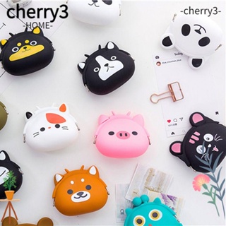 Cherry3 กระเป๋าใส่เหรียญซิลิโคน กระเป๋าใส่สาย USB ลายการ์ตูนสุนัข แพนด้า หูฟังบลูทูธ