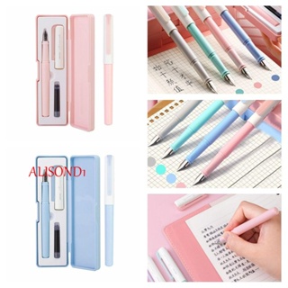 Alisond1 ชุดปากกาหมึกซึม 0.3-0.45 มม. หัวปากกา EF 4 สี เขียนลื่น แบบเปลี่ยน สําหรับนักเรียน ของขวัญวันเกิด