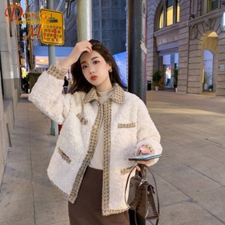 เสื้อแจ็กเก็ต ผ้าวูล ขนแกะ ขนาดเล็ก ให้ความอบอุ่น เข้ากับทุกการแต่งกาย แฟชั่นฤดูใบไม้ร่วง และฤดูหนาว สําหรับผู้หญิง 2023