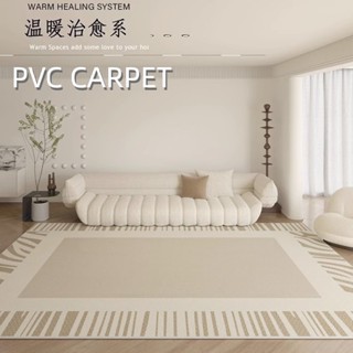 พรมปูพื้นหนัง Pvc กันน้ํามัน หรูหรา แบบเรียบง่าย สไตล์ฝรั่งเศส สําหรับห้องนอน ห้องนั่งเล่น